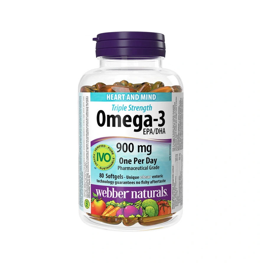 Viên Uống Dầu Cá Webber Naturals Triple Strength Omega-3 (900mg) - 80 viên