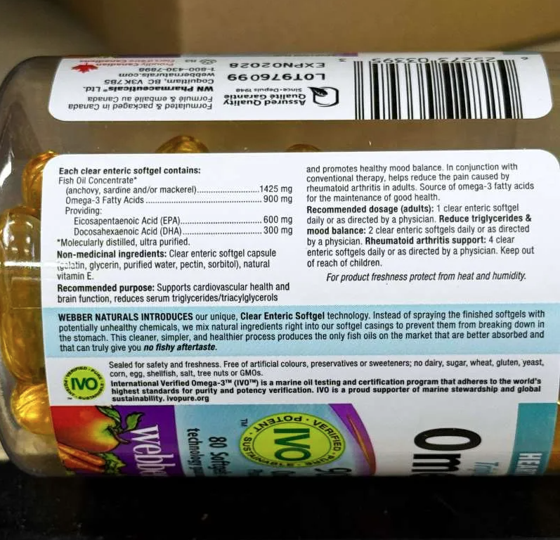 Viên Uống Dầu Cá Webber Naturals Triple Strength Omega-3 (900mg) - 80 viên